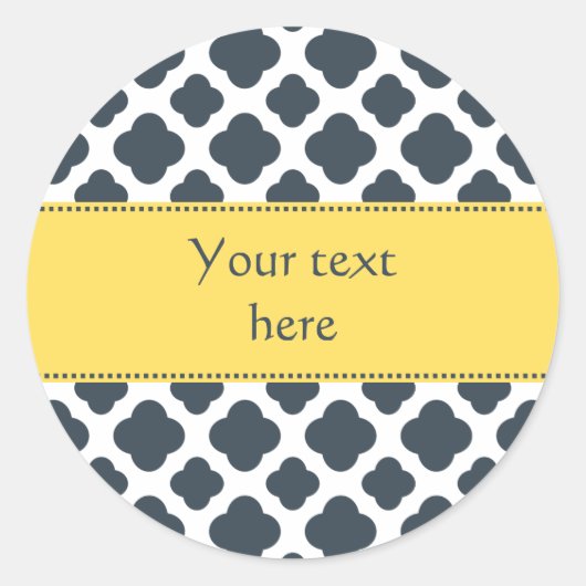 木炭、白および黄色のクローバーパターン ラウンドシール (正面)