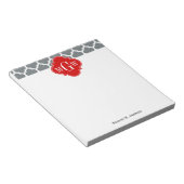 木炭、白モロッコ#5赤3イニシャルモノグラム ノートパッド (アングル)