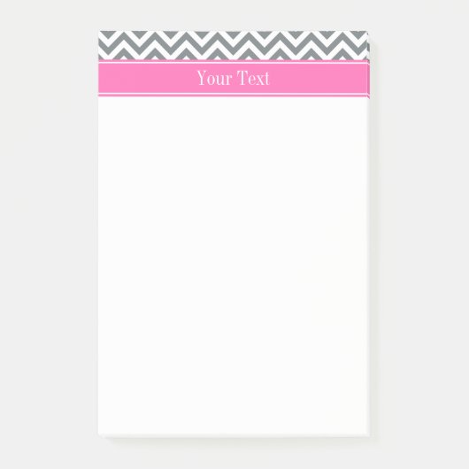 木炭Wht LG2シェブロンホットピンク名モノグラム ポストイット (正面)