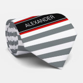 木炭Wt Horz名門私立校風のストライプブラックネームモノグラム ネクタイ (ロール)