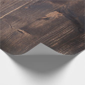 木焦げ黒褐色の木目の素朴なシック ラッピングペーパー (角)