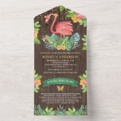 木熱帯素朴かわいいフラミンゴ赤ちゃんシャワー オールインワン招待状 (内側)