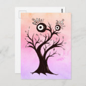 木熱狂する生き物インクアートピンクファンタジー ポストカード (正面/裏面)