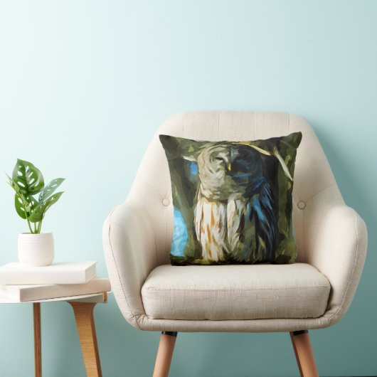 木版フクロウ印象抽象芸術 クッション (椅子)