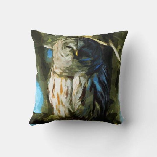 木版フクロウ印象抽象芸術 クッション (裏面)