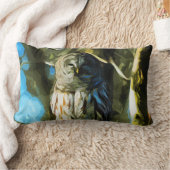 木版フクロウ印象抽象芸術 ランバークッション (ブランケット)