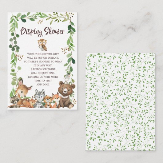 木版動物贈答用のスイートシャワー エンクロージャーカード (正面/裏面)