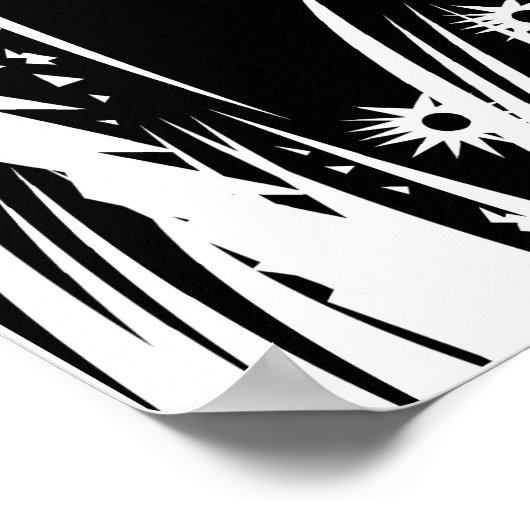 木版木を背景に山を持つ木 ポスター (角)