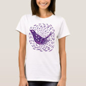 木版画の芸術の鳥のTシャツのLinoの切口の芸術のプリントの鳥 Tシャツ (正面)