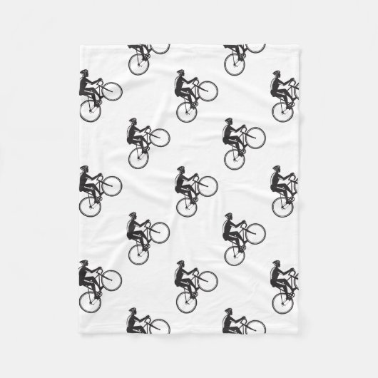 木版画を競争させている道のサイクリスト フリースブランケット (正面)
