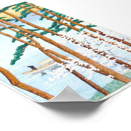 木版画日本の浮世絵を通る船 ポスター (角)