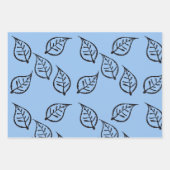 木版画葉パターン ラッピングペーパーシート (正面2)