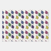 木版画葉パターン ラッピングペーパーシート (正面)