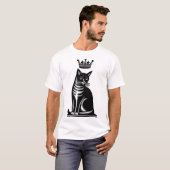 木版画風の上品なネコ Tシャツ (正面フル)