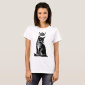 木版画風の気高いネコ Tシャツ (正面フル)