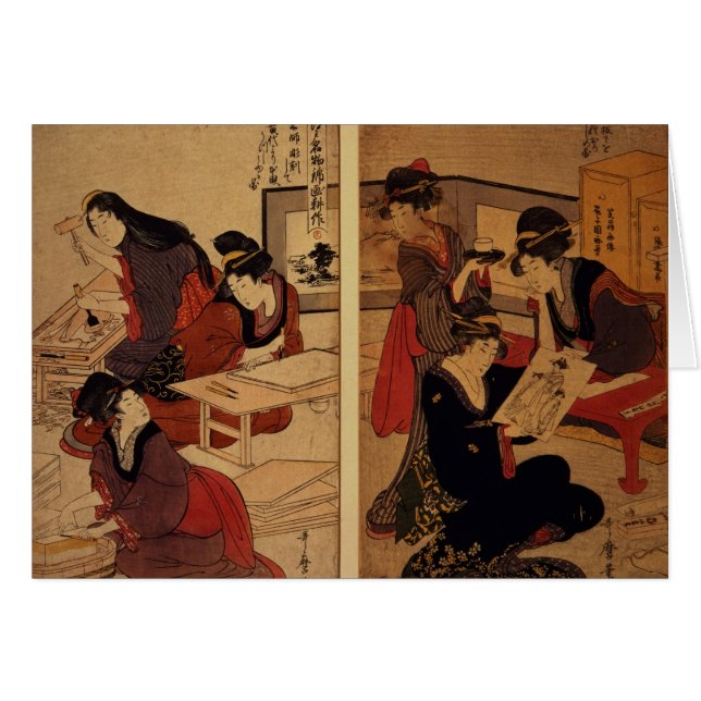 木版画、c.1857を作っている職人 (正面横)