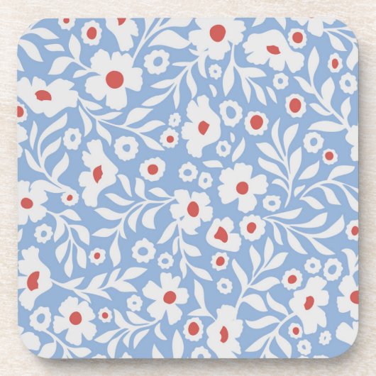 木版花柄 コースター (正面)