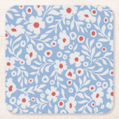 木版花柄 スクエアペーパーコースター (正面)