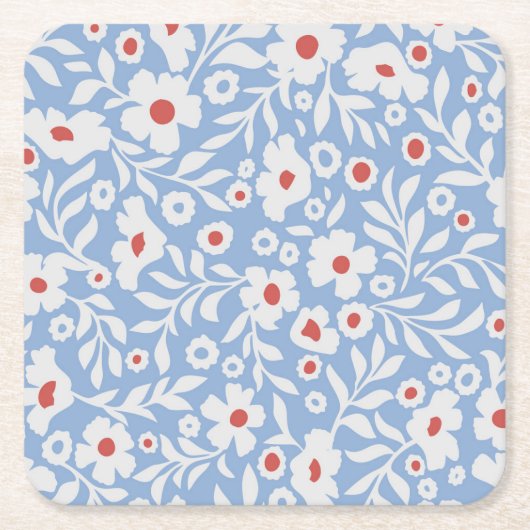 木版花柄 スクエアペーパーコースター (正面)