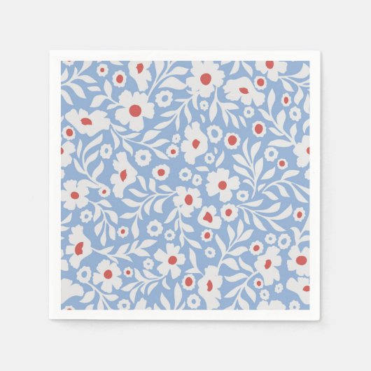 木版花柄 スタンダードカクテルナプキン (正面)