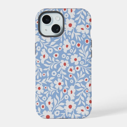 木版花柄 iPhone 15ケース (裏面)