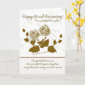 木版記念カード – 5周年記念カード カード (黄色い花)