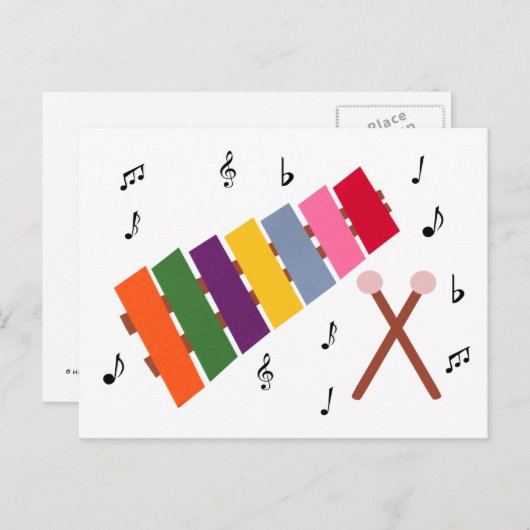 木琴の多彩の楽器の漫画 ポストカード (正面/裏面)