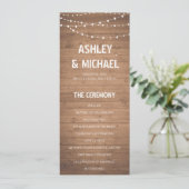 木目およびストリングライト結婚式 プログラム (スタンド正面)