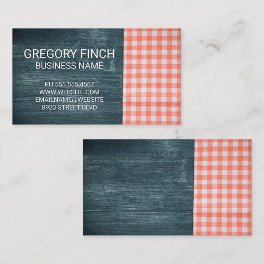 木目とテーブルクロス 名刺 (正面/裏面)