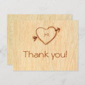 木目とハートありがとう サンキューカード (正面/裏面)