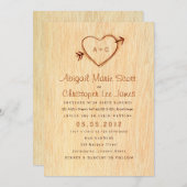 木目とハート結婚式招待状 招待状 (正面/裏面)