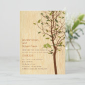 木目とラブバードが木の招待状 招待状 (スタンド正面)
