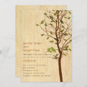 木目とラブバードが木の招待状 招待状 (正面/裏面)