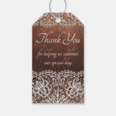 木目とレースの素朴ギフト結婚ラベル ギフトタグ (正面)