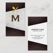 木目と斑点のあるブロック |料理 名刺 (正面/裏面)