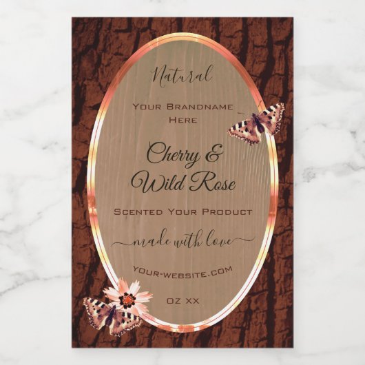 木目と木の樹皮の製品ラベルがバターフィズ フードラベル (シングルラベル)