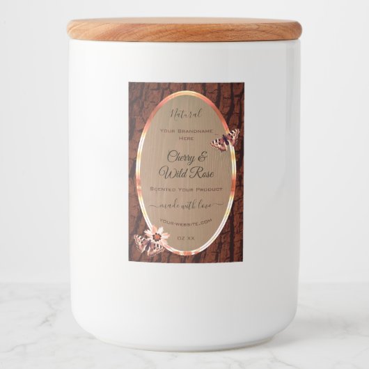 木目と木の樹皮の製品ラベルがバターフィズ フードラベル (正面)