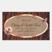 木目と木の樹皮の製品ラベルがバターフィズ 長方形シール (正面)