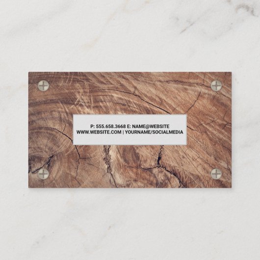 木目と金属製のネジ 名刺 (裏面)