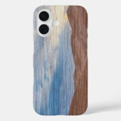 木目に夕日と砂丘の写真 Case-Mate iPhoneケース (裏面)