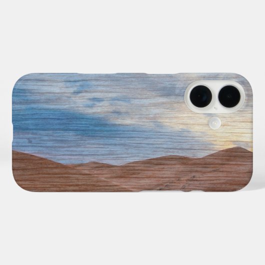 木目に夕日と砂丘の写真 Case-Mate iPhoneケース (裏面 (横))