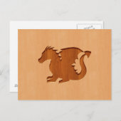 木目に彫られた竜のシルエット ポストカード (正面/裏面)