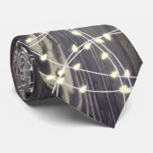 木目に白いクリスマスライト ネクタイ (ロール)