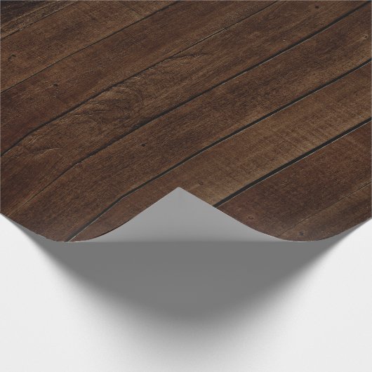 木目のある暗い木の板 ラッピングペーパー (角)