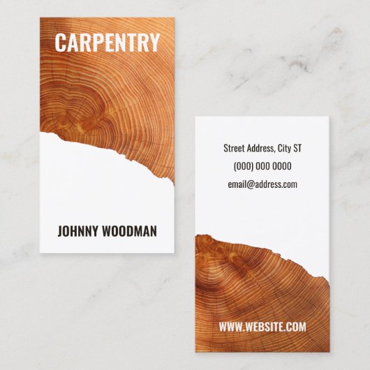 木目のかわいいテフェイククスチャ 名刺 (正面/裏面)