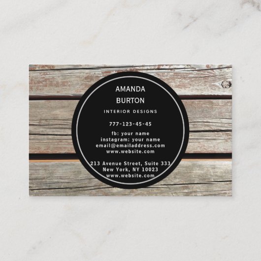 木目のテクスチャの名刺。 名刺 (裏面)