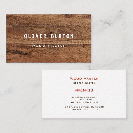 木目のテクスチャの名刺。 名刺 (正面/裏面)