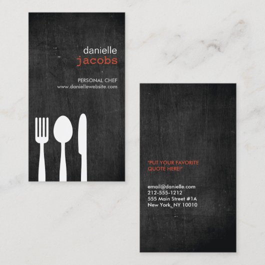 木目のフォーク用スプーン包丁 名刺 (正面/裏面)