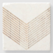 木目のホワイトミニマリストシェブロン ストーンコースター (正面)