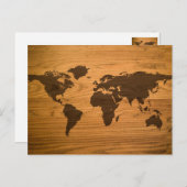 木目の世界地図 ポストカード (正面/裏面)